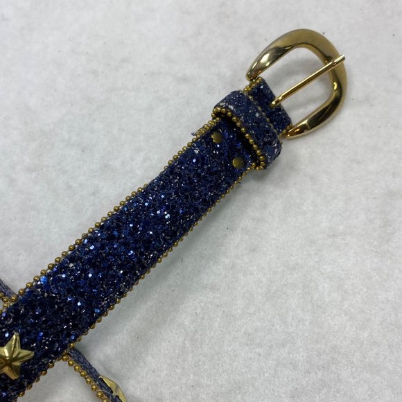Vintage Elite Blue Glitter Start Studded Belt M main image 9
